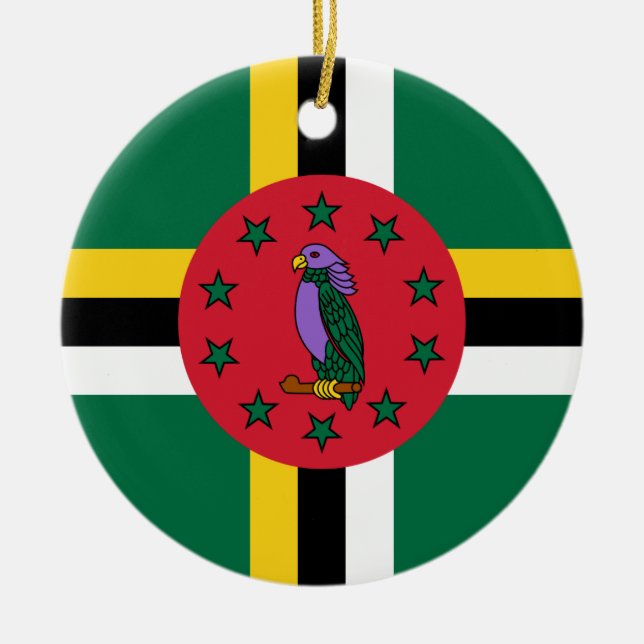 Dominica Flagga Julgransprydnad Keramik (Framsidan)