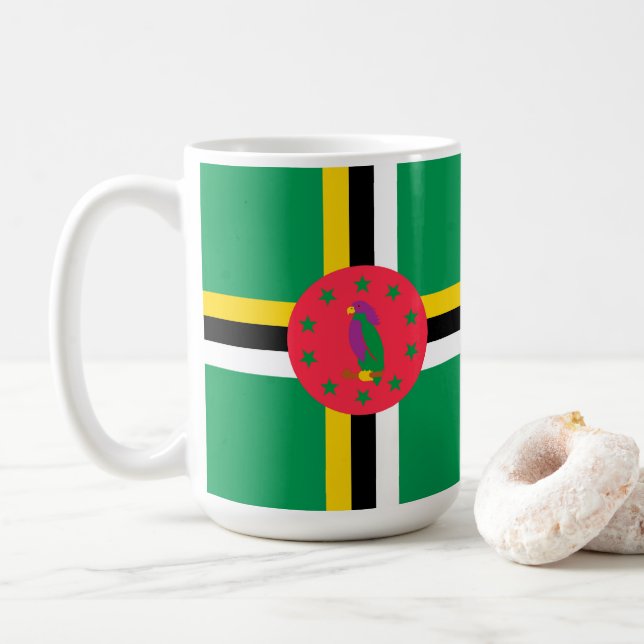 Dominica flagga kaffemugg (Med munk)
