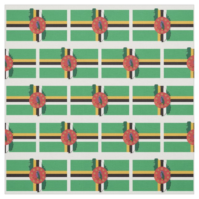 DOMINICA Flagga Karta kontur Tyg (Provkarta)