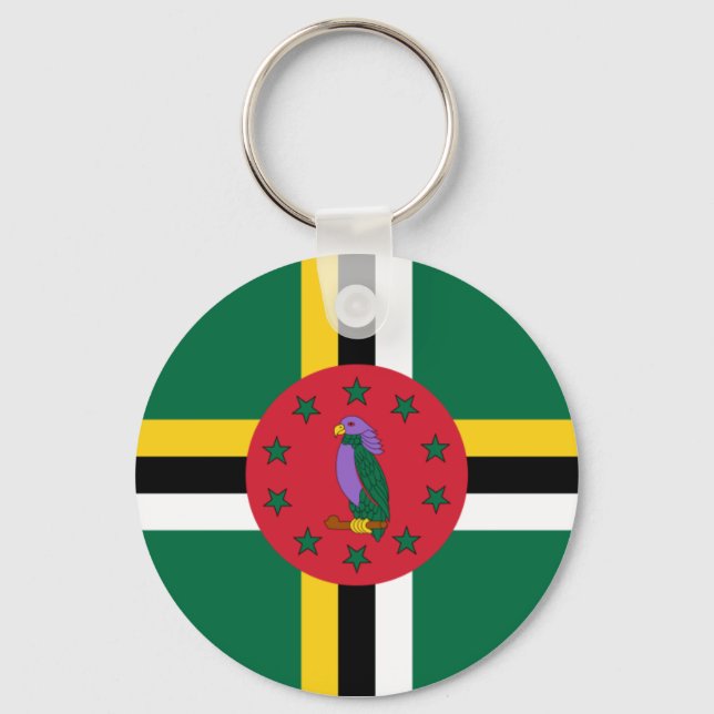 Dominica Flagga Keychain Nyckelring (Framsida)