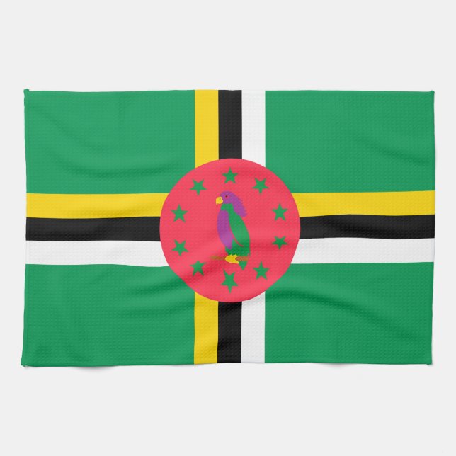 Dominica flagga kökshandduk (Horisontell)