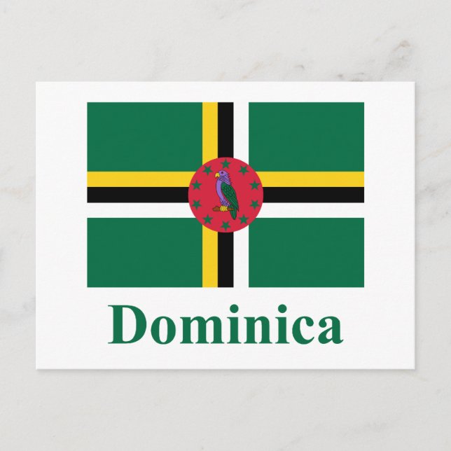 Dominica Flagga med Namn Vykort (Framsida)