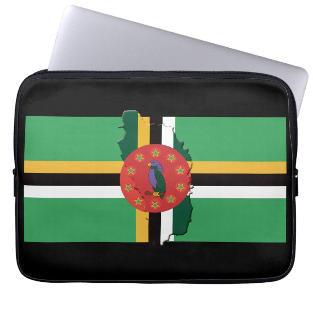 DOMINICA Flagga Patriotic BLACK Karta Laptop Fodral (Framsidan)