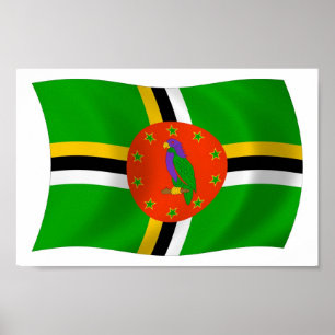 Dominica Flagga Poster Skriv ut