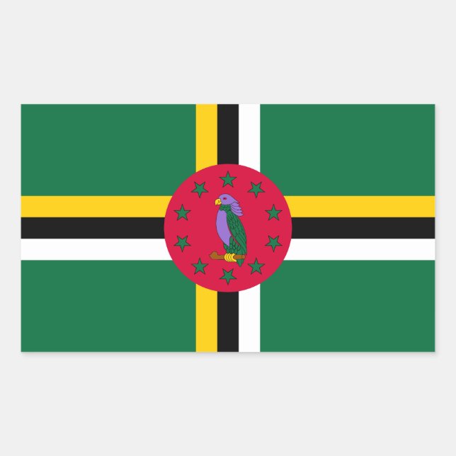 Dominica Flagga Rektangulärt Klistermärke (Framsida)