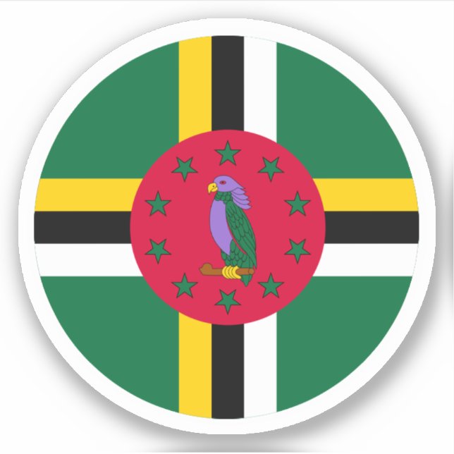 Dominica Flagga Round Sticker Klistermärken (Framsida)