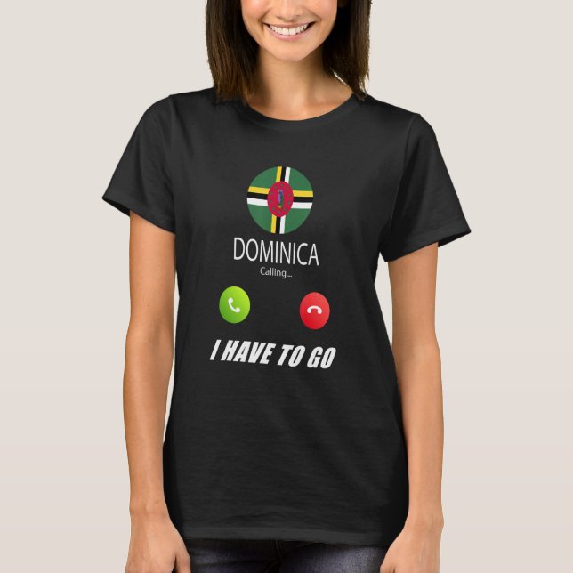 Dominica Flagga Souvenir Dominica ringer upp T Shirt (Framsida)
