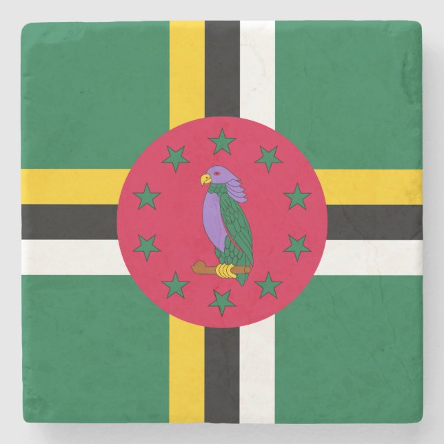 Dominica Flagga Stenunderlägg (Framsidan)