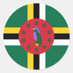Dominica Flagga Sticker Runt Klistermärke