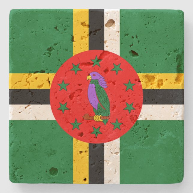 Dominica Flagga Stone Underlägg (Framsidan)
