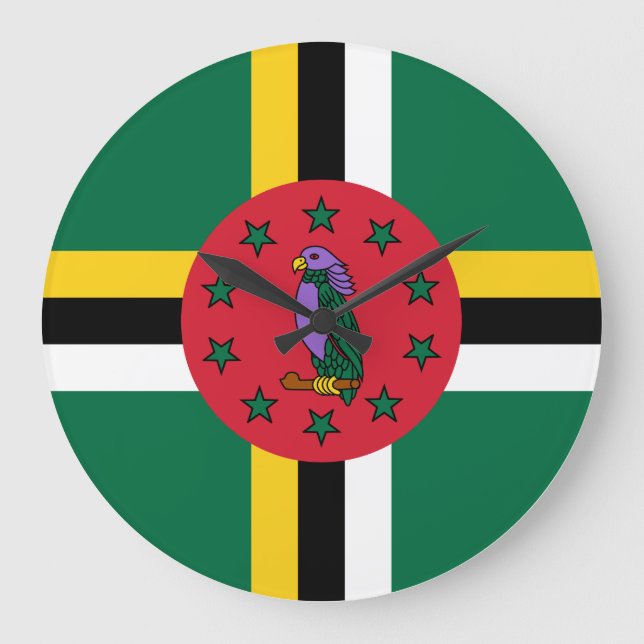 Dominica Flagga Stor Klocka (Framsida)