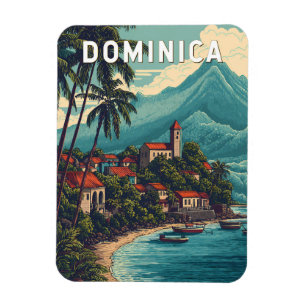 Dominica Illustration Resa Konst Vintage Magnet
