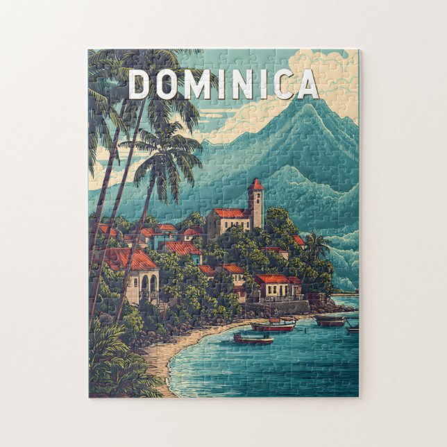 Dominica Illustration Resa Konst Vintage Pussel (Vertikal)