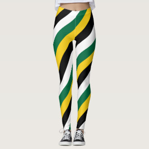 Dominica National Flagga Färg Diagonal Stripe Leggings