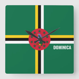 Dominica National Flagga Patriotic Fyrkantig Klocka