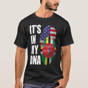 Dominica och American Mix DNA Flagga Heritage T Shirt
