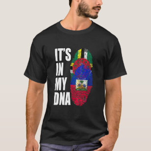 Dominica och Haitian Mix DNA Flagga Heritage T Shirt
