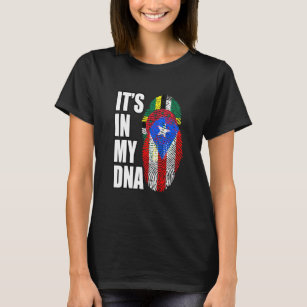 Dominica och Puerto Rican Mix DNA Flagga Heritage T Shirt