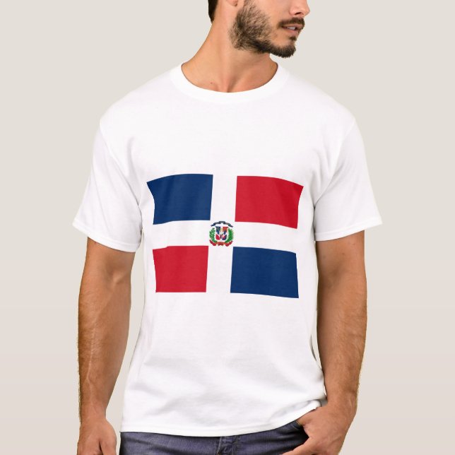 Dominica Republic Flagga T Shirt (Framsida)
