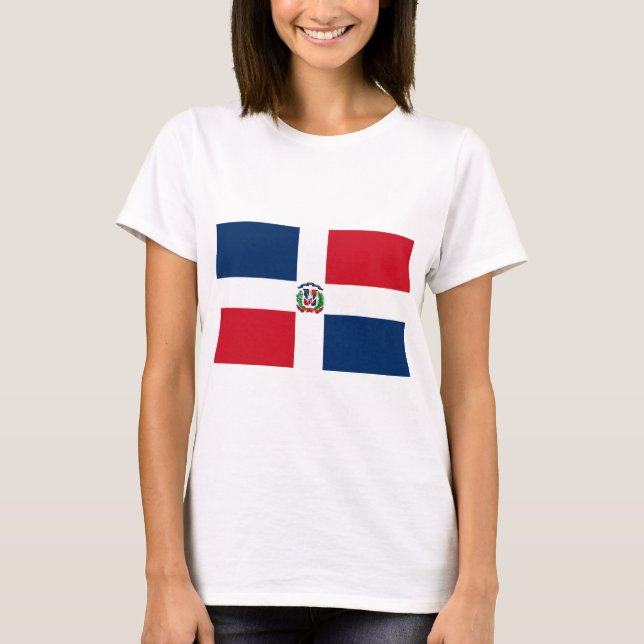 Dominica Republic Flagga T Shirt (Framsida)