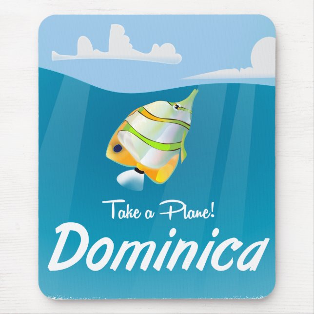 Dominica retro flygplan-reseaffisch. musmatta (Framsidan)