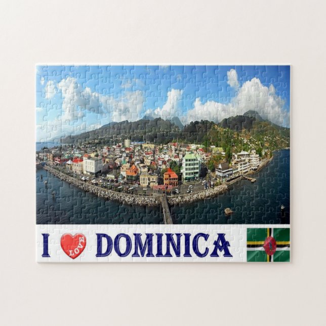 Dominica - Roseau Wide - I Kärlek - Pussel (Horisontell)