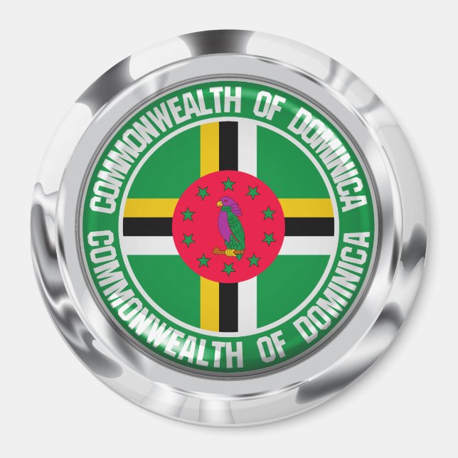 Dominica Round Emblem Magnet (Framsidan)