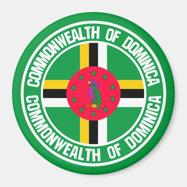 Dominica Round Emblem Magnet (Framsidan)