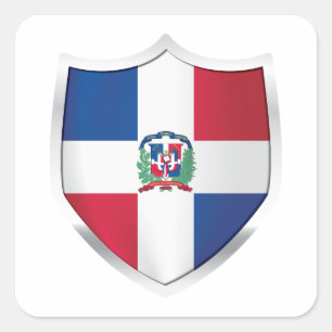 Dominica Silver Shield Flagga Fyrkantigt Klistermärke