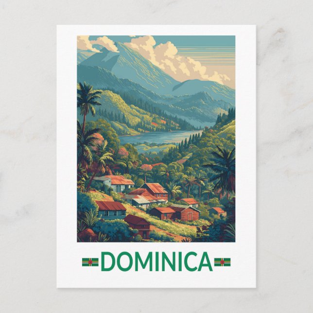 Dominica Travel Art Vintage Vykort (Framsida)