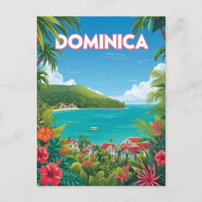 Dominica Tropisk Ö Travel Vykort (Framsida)