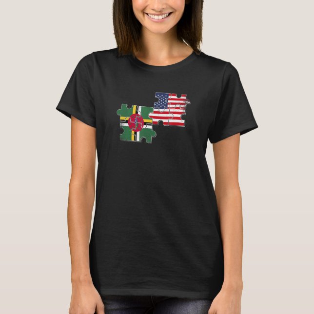 Dominica USA Dominican American Flagga T Shirt (Framsida)