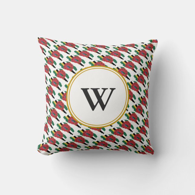 DOMINICA välsignat Nation Monogram Kudde (Framsida)