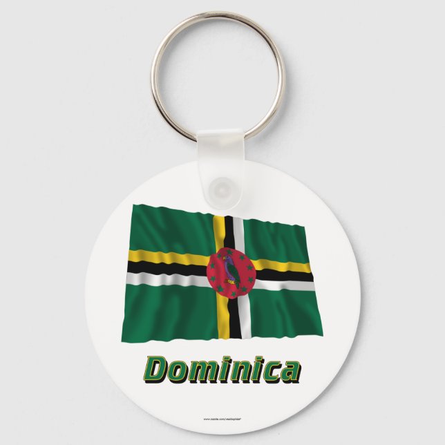 Dominica Wave Flagga med Namn Nyckelring (Framsida)