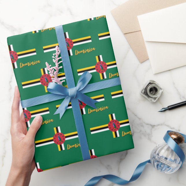 Dominica Wrapping Papper, Dominica Flagga patriots Presentpapper (Gifting)