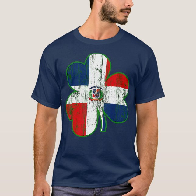 Dominican Flagga Irish Shamrock St patricks day T Shirt (Framsida)
