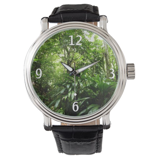 Dominican Rain Forest I Tropical Grönt Nature Armbandsur (Framsida)