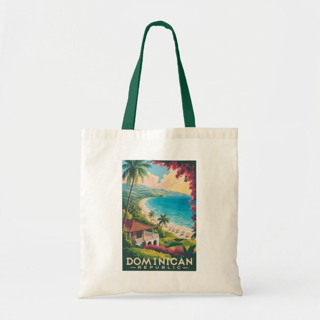 Dominican Republic Beach Illustration Travel Art Tygkasse (Framsidan)