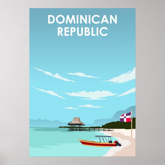 Dominican Republic Caribbean Illustration Travel Poster (Framsidan)