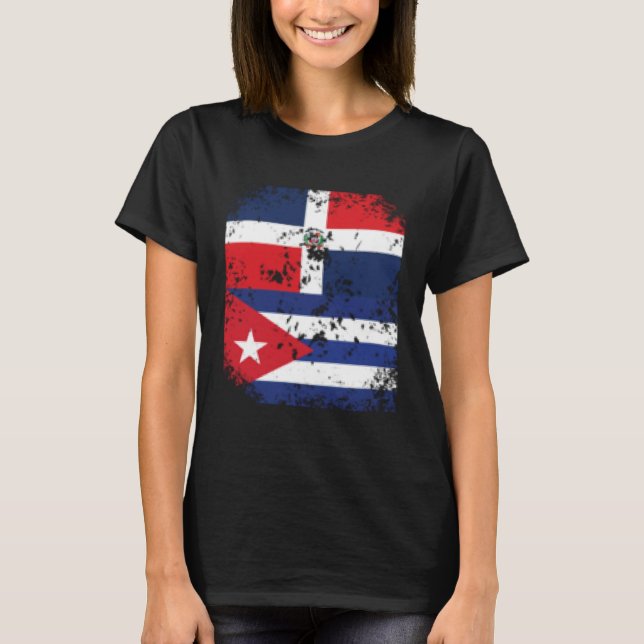 Dominican Republic Cuba Cuban Flag Dominicana Lati T Shirt (Framsida)