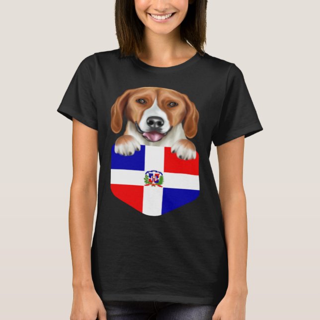 Dominican Republic Flag American Foxhound Dog In P T Shirt (Framsida)