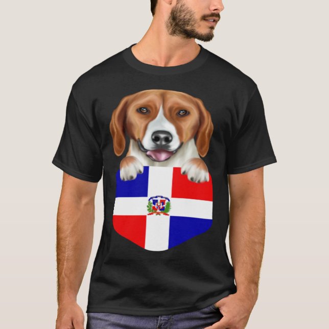 Dominican Republic Flag American Foxhound Dog In P T Shirt (Framsida)