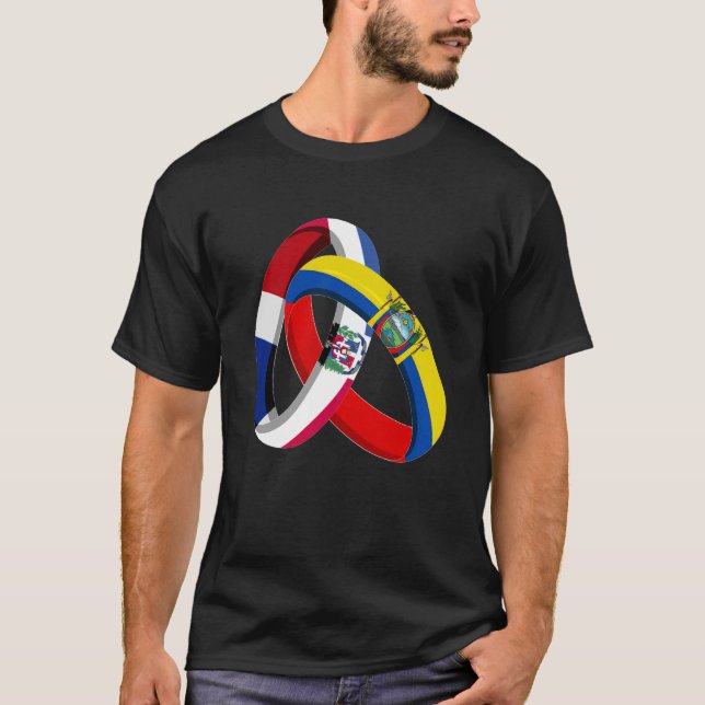 Dominican Republic Flag Ecuador Grown Ring Marriag T Shirt (Framsida)