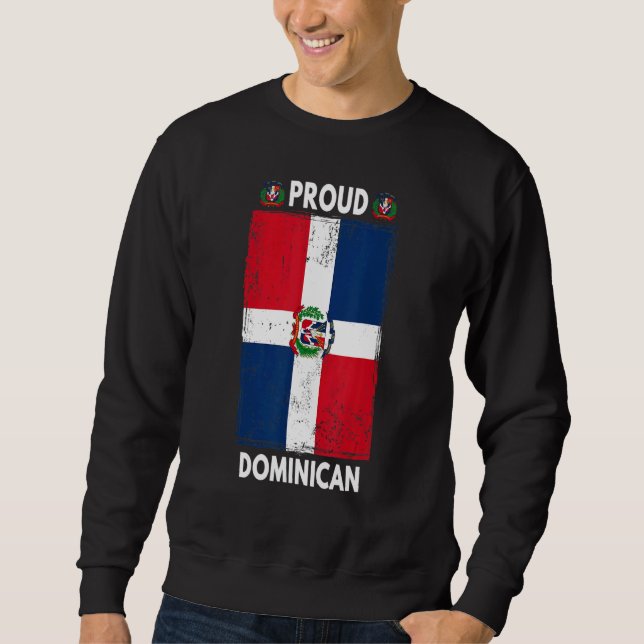 Dominican Republic Flag For Men & Proud Dominican  Lång Ärmad Tröja (Framsida)