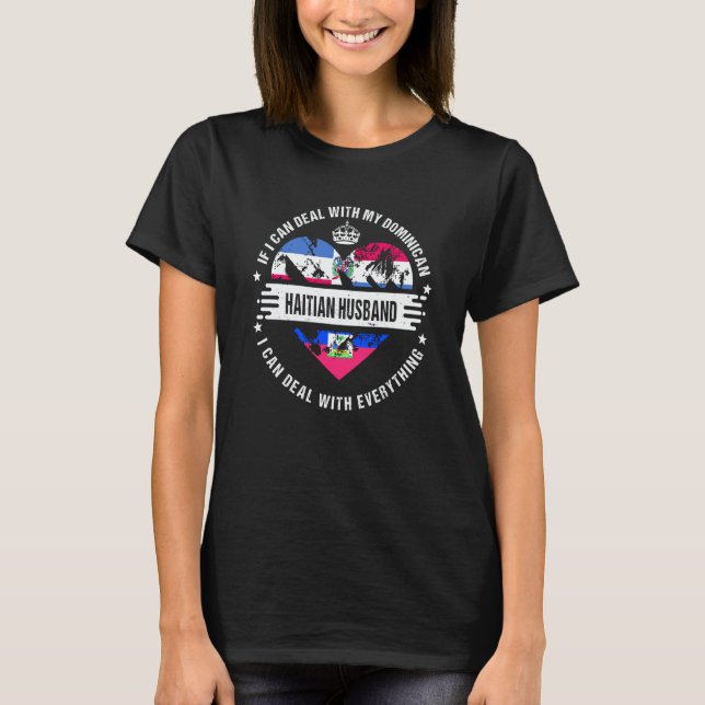 Dominican Republic Flag Haiti Grown  Husband Count T Shirt (Framsida)