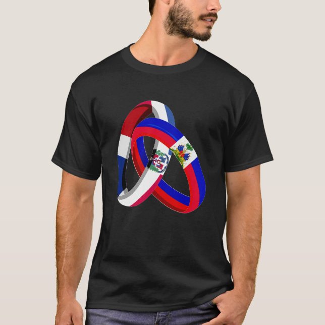 Dominican Republic Flag Haiti Grown Ring Marriage  T Shirt (Framsida)