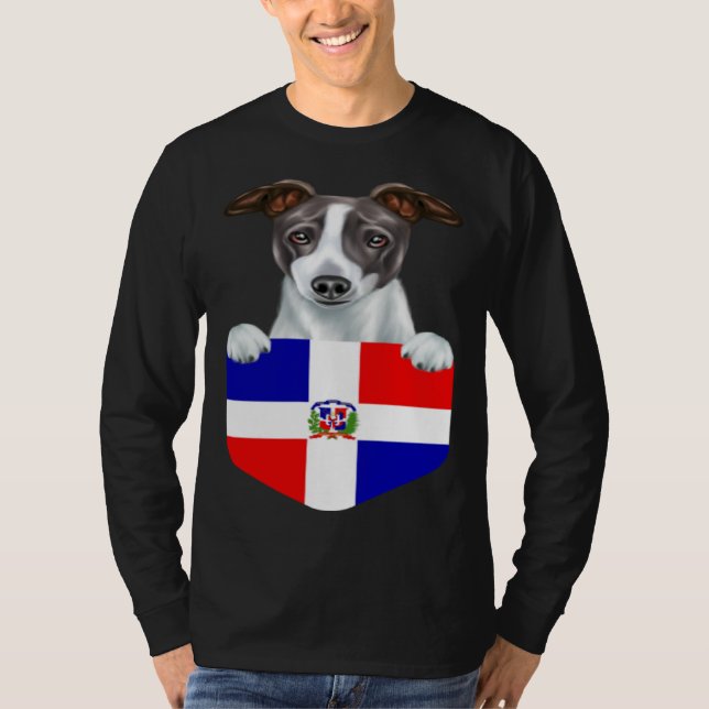 Dominican Republic Flag Italian Greyhound Dog In P T Shirt (Framsida)