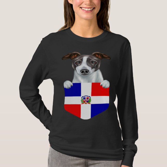 Dominican Republic Flag Italian Greyhound Dog In P T Shirt (Framsida)
