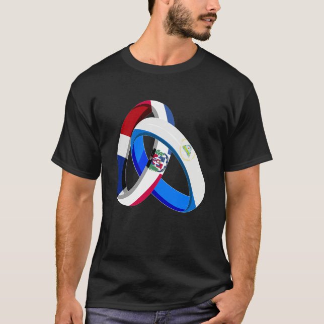 Dominican Republic Flag Nicaragua Ring Marriage We T Shirt (Framsida)