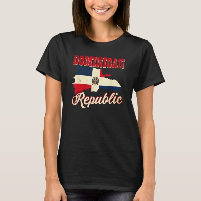 Dominican Republic Flag Santo Domingo T Shirt (Framsida)